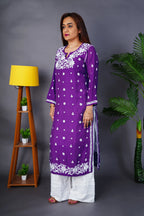 Royal Purple Chanderi Kurta with Elegant Handwork Chikankari