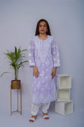 Lavender Voile Chikankari Kurti with Mukesh Highlights
