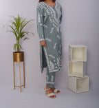 Elegant Sage Green Chikankari Kurta Set in Premium Modal Satin