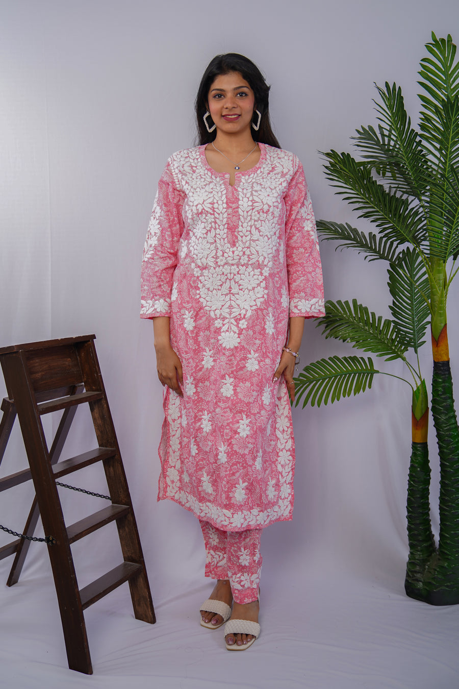 Gulbahar Pink Chikankari Kurta Set in Premium Mulmul – Handcrafted Elegance