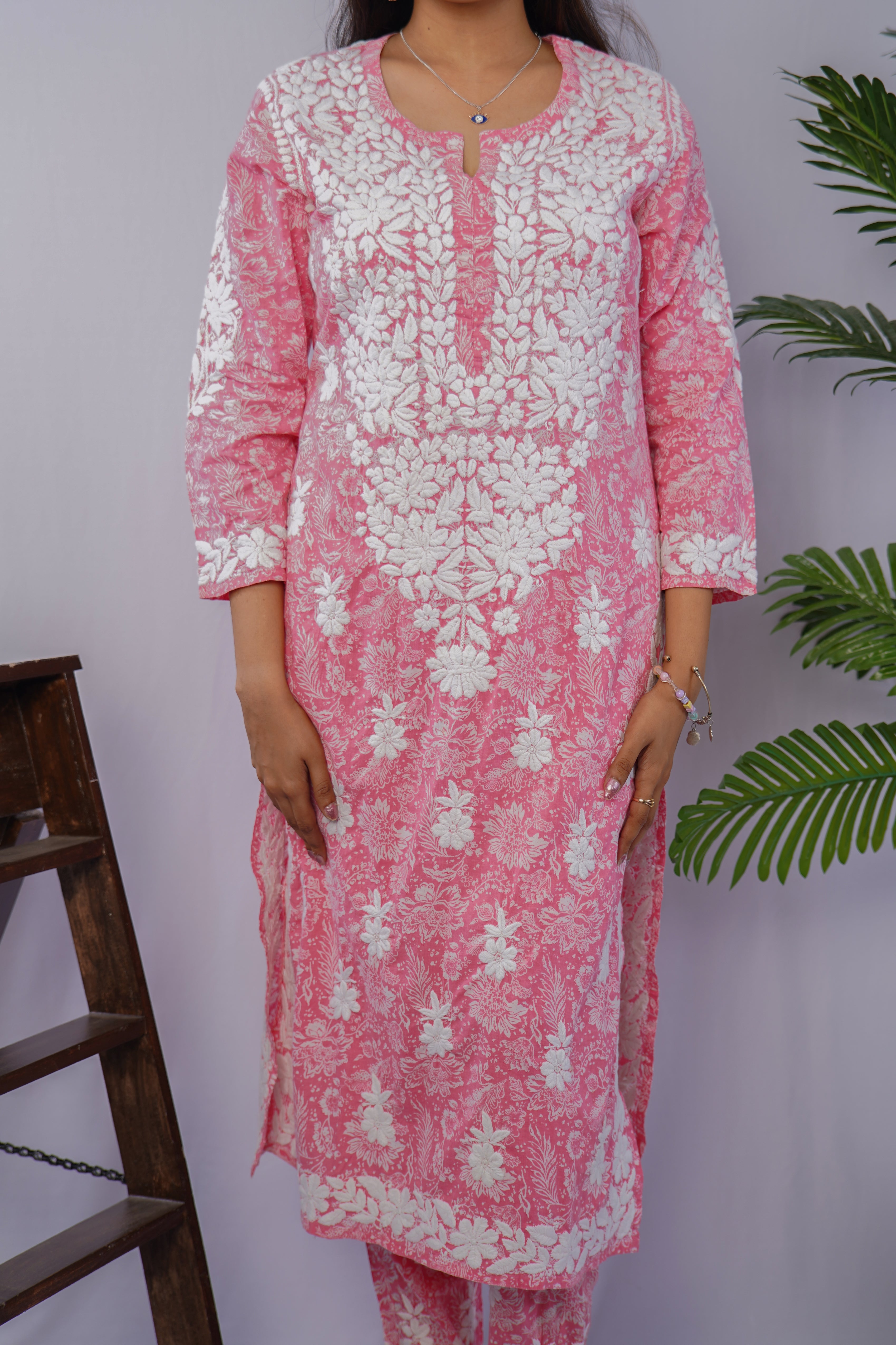 Gulbahar Pink Chikankari Kurta Set in Premium Mulmul – Handcrafted Elegance
