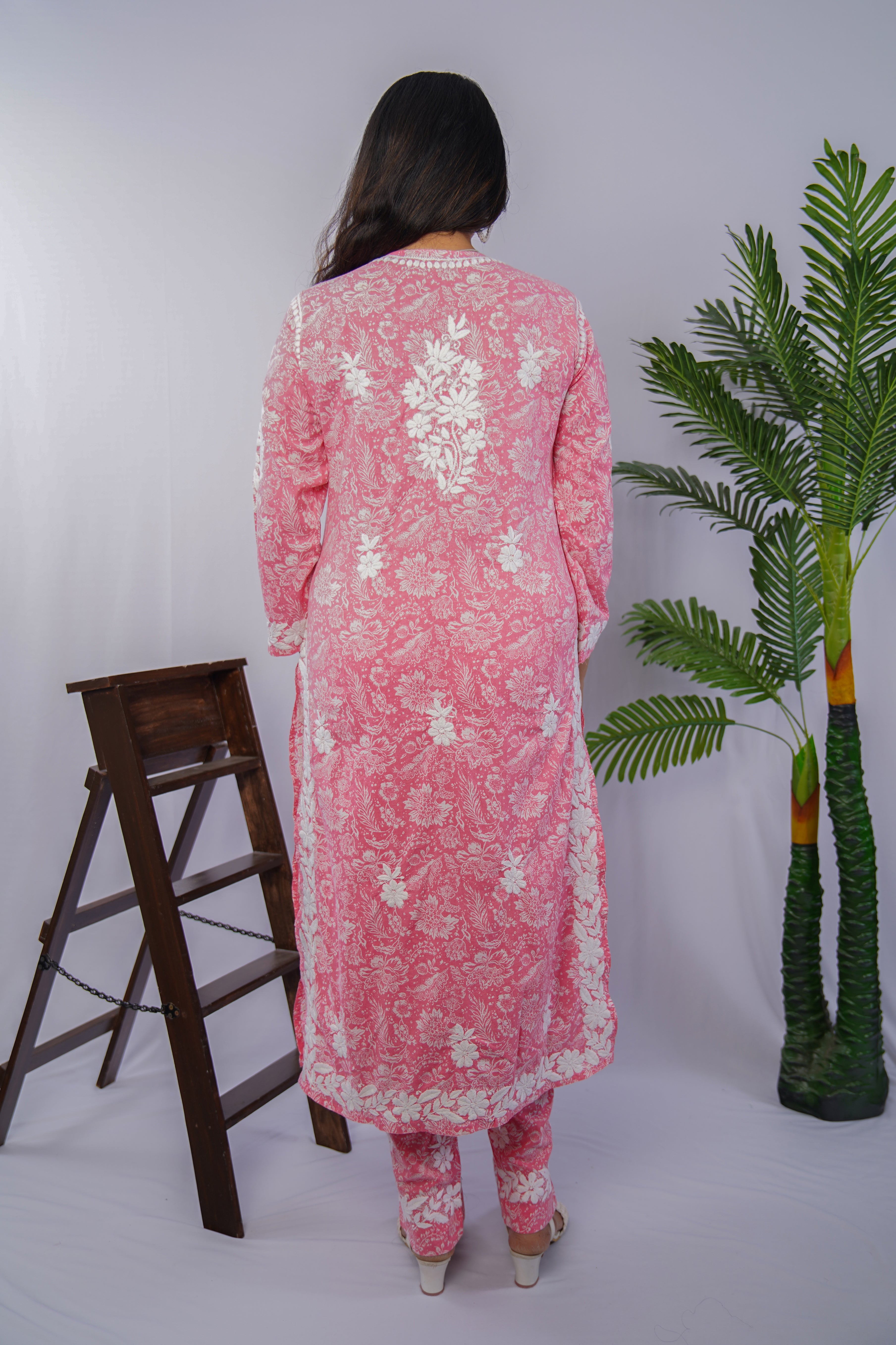 Gulbahar Pink Chikankari Kurta Set in Premium Mulmul – Handcrafted Elegance