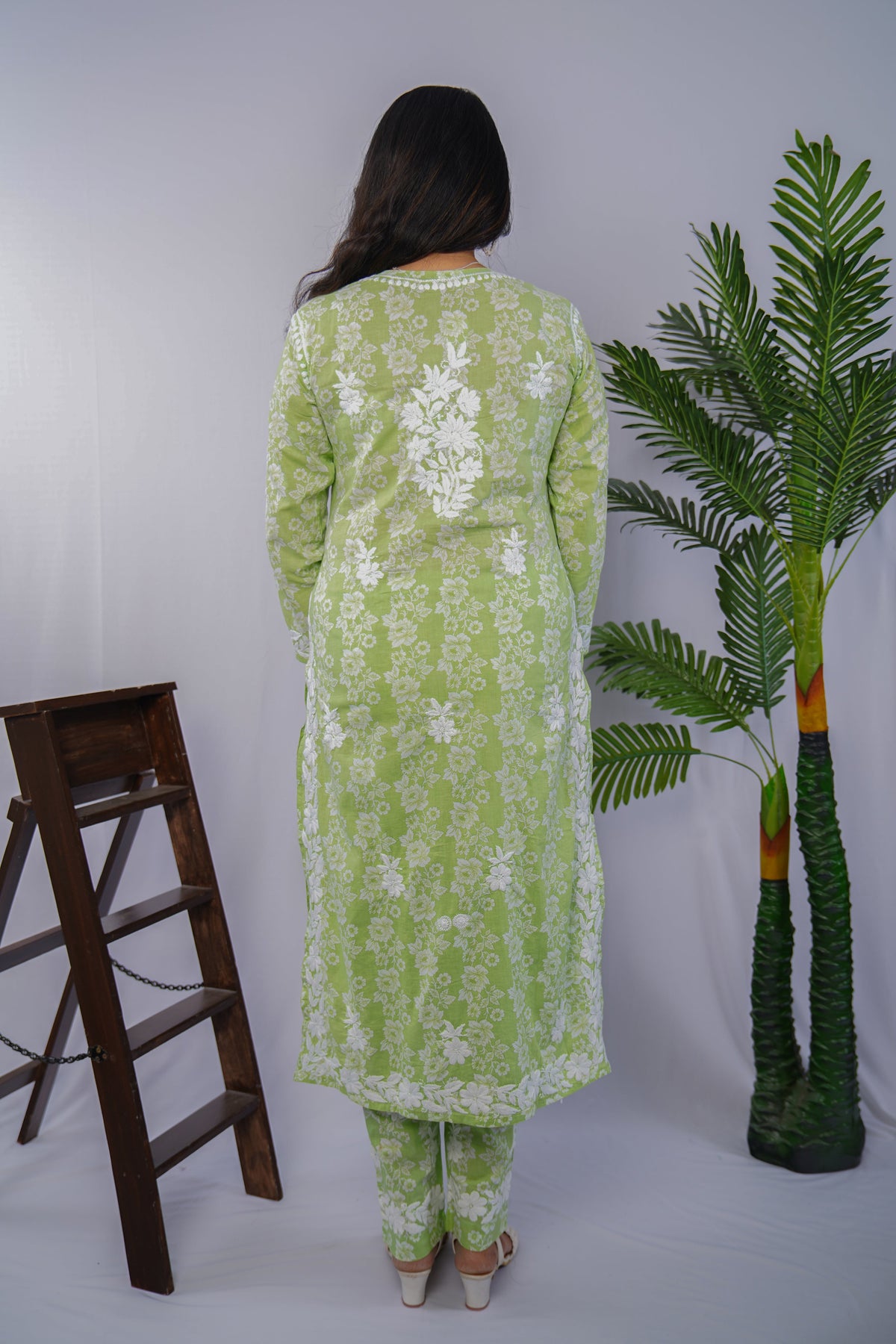 Noor Pistachio Green Printed Chikankari Kurta Set – Premium Mulmul Elegance