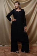 Viscose Black Fine Chikankari Kurti
