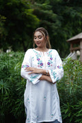 Muslin Tunic Style Kurti - Peach Thread