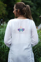 Muslin Tunic Style Kurti - Peach Thread