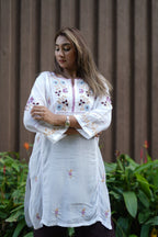 Muslin Tunic Style Kurti - Purple Thread