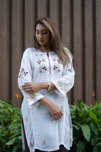 Muslin Tunic Style Kurti - Purple Thread