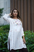 Muslin Tunic Style Kurti - Purple Thread