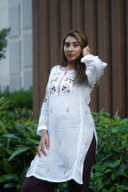 Muslin Tunic Style Kurti - Purple Thread