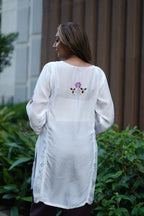 Muslin Tunic Style Kurti - Purple Thread