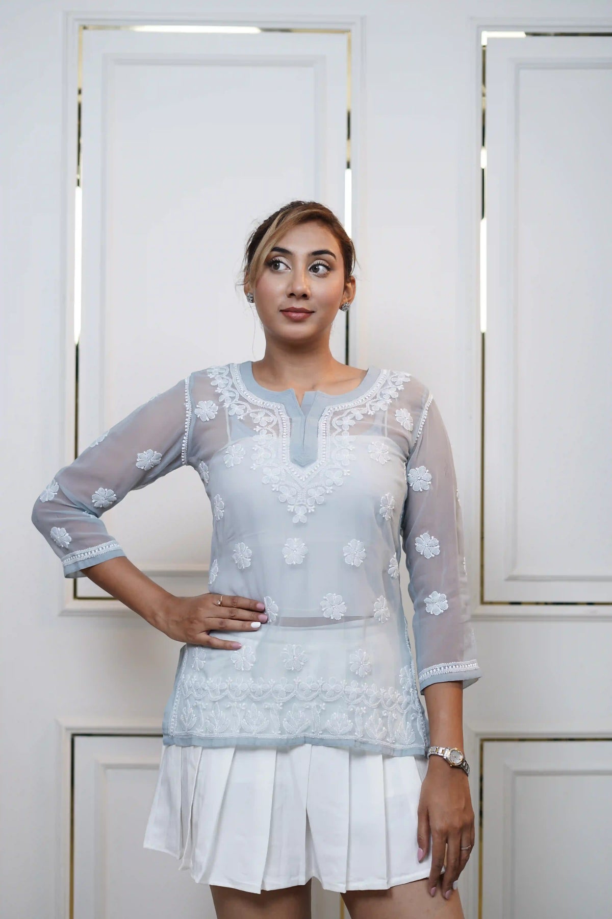 Viscose Grey Short Kurti