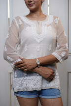 Viscose Beige Short Kurti