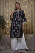 Cotton Black Fine Chikankari Kurti