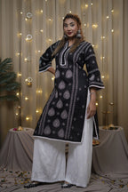 Cotton Black Fine Chikankari Kurti