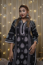 Cotton Black Fine Chikankari Kurti