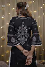 Cotton Black Fine Chikankari Kurti