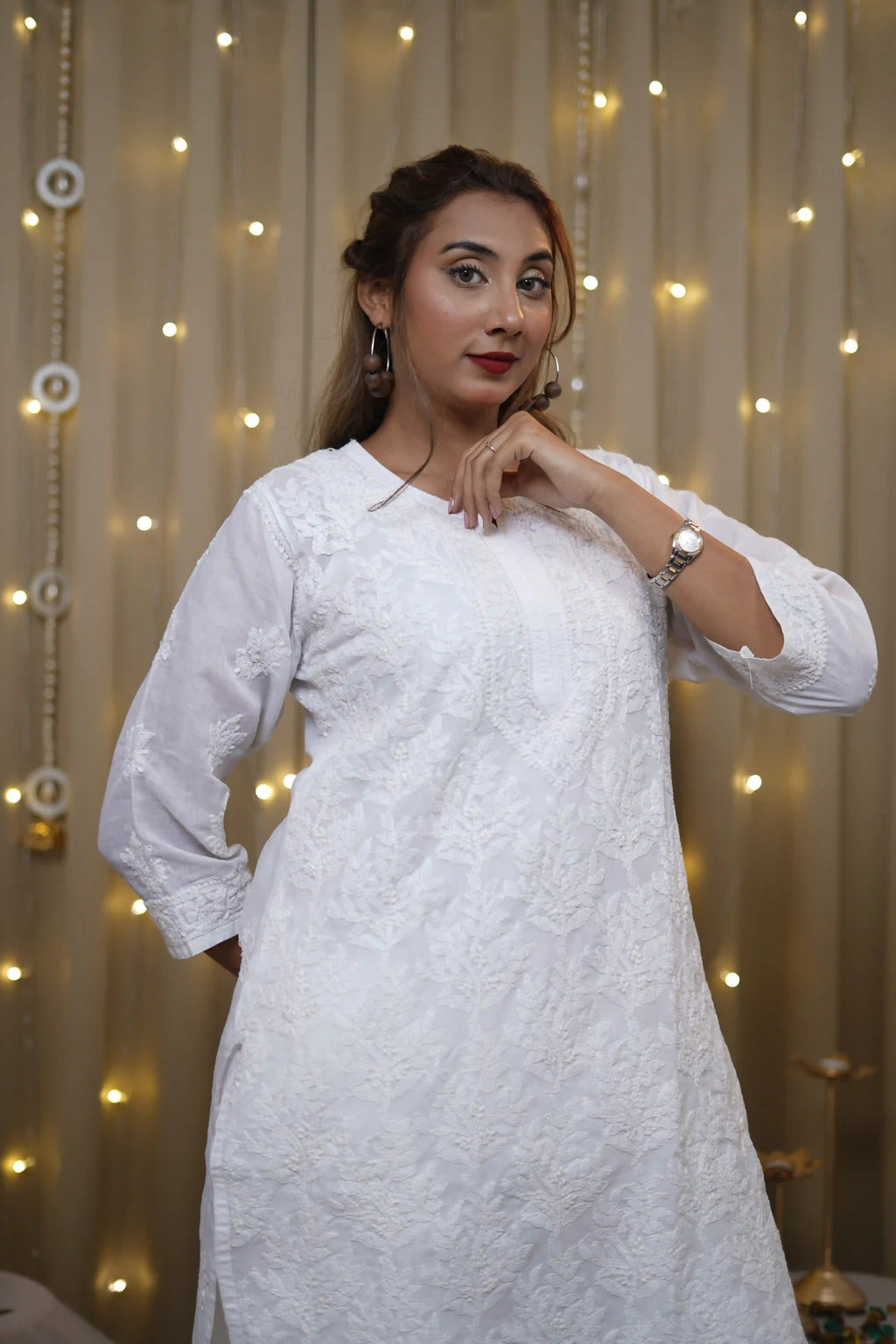 Voile White Fine Chikankari Kurti