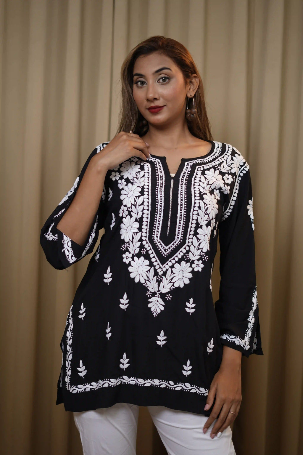 Premium Modal Black Short Kurti
