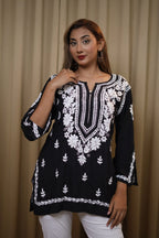Premium Modal Black Short Kurti