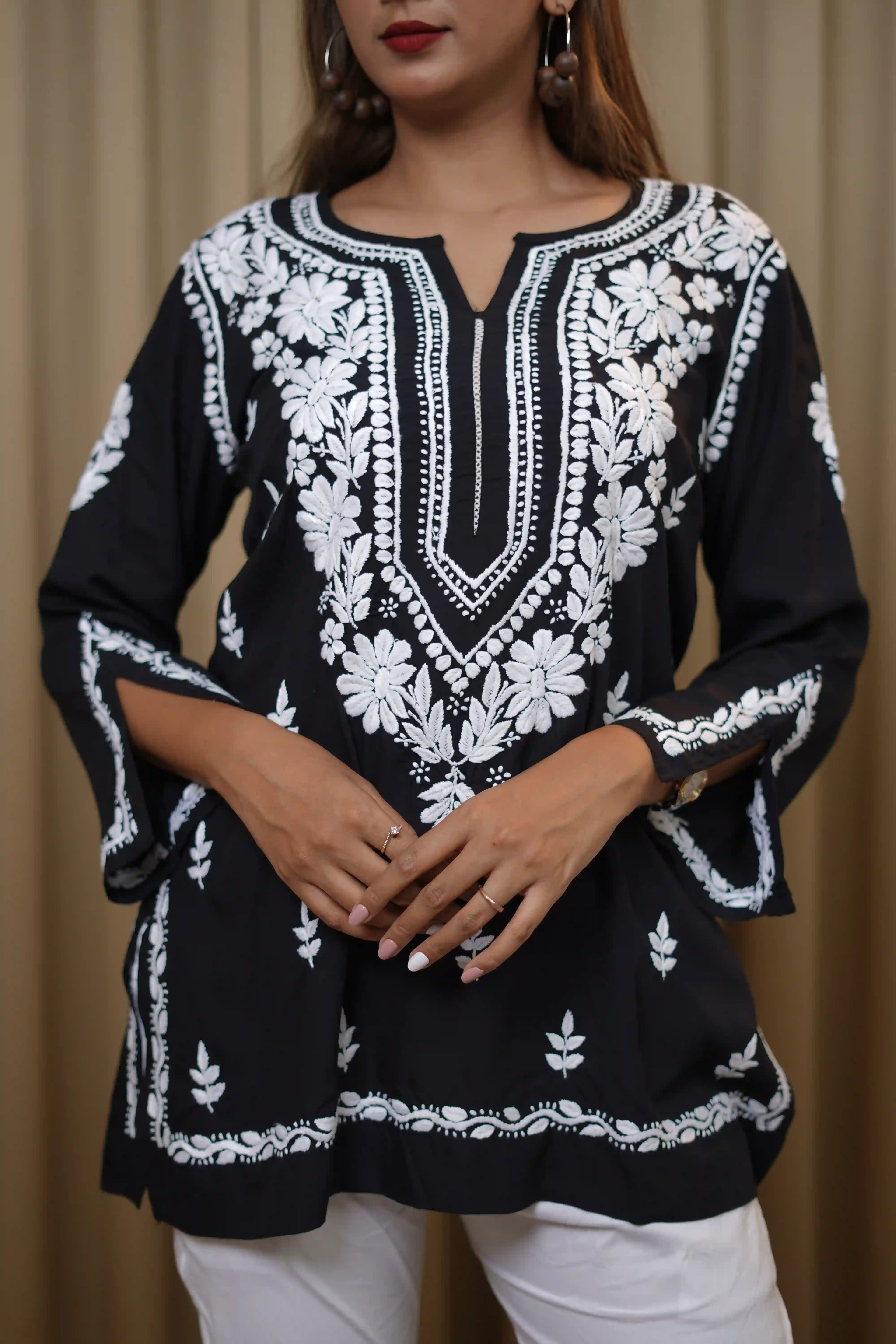 Premium Modal Black Short Kurti