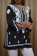 Premium Modal Black Short Kurti