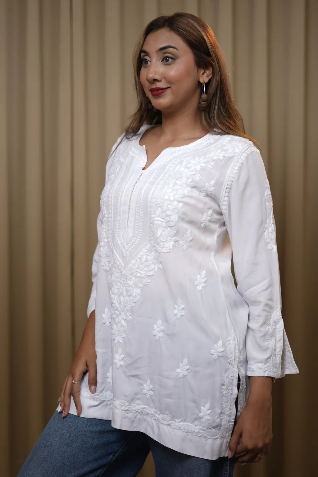 Premium Modal White Short Kurti