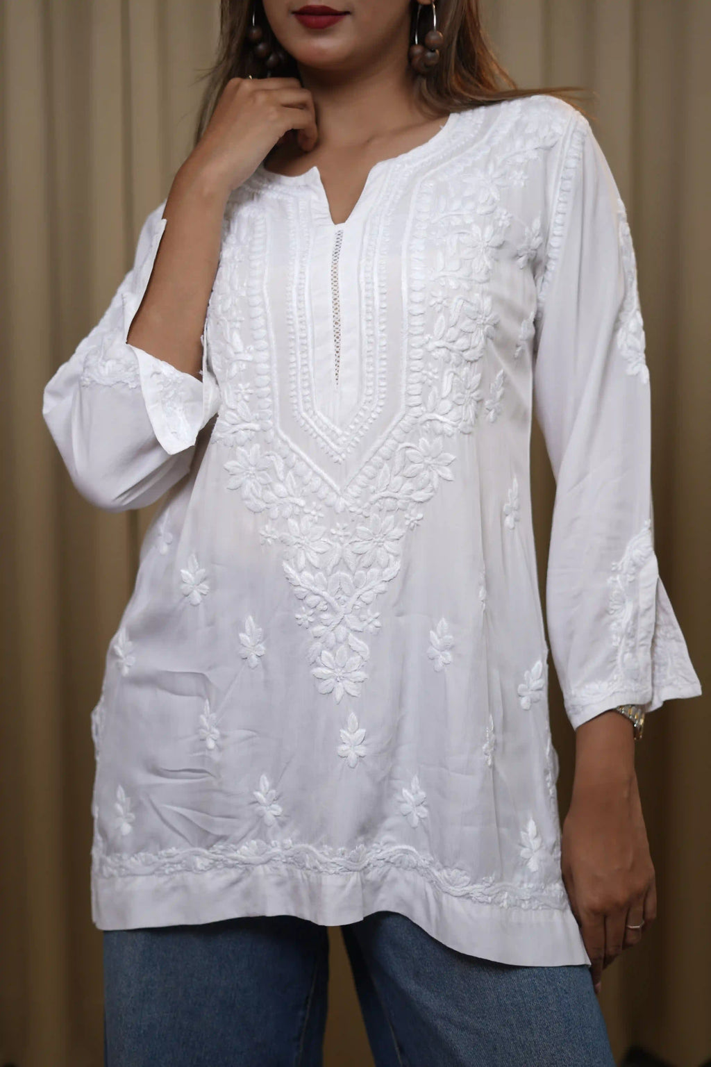 Premium Modal White Short Kurti