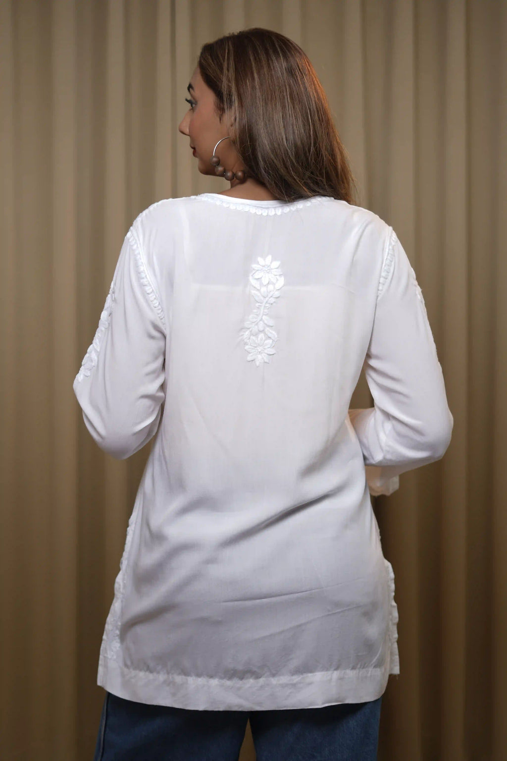 Premium Modal White Short Kurti
