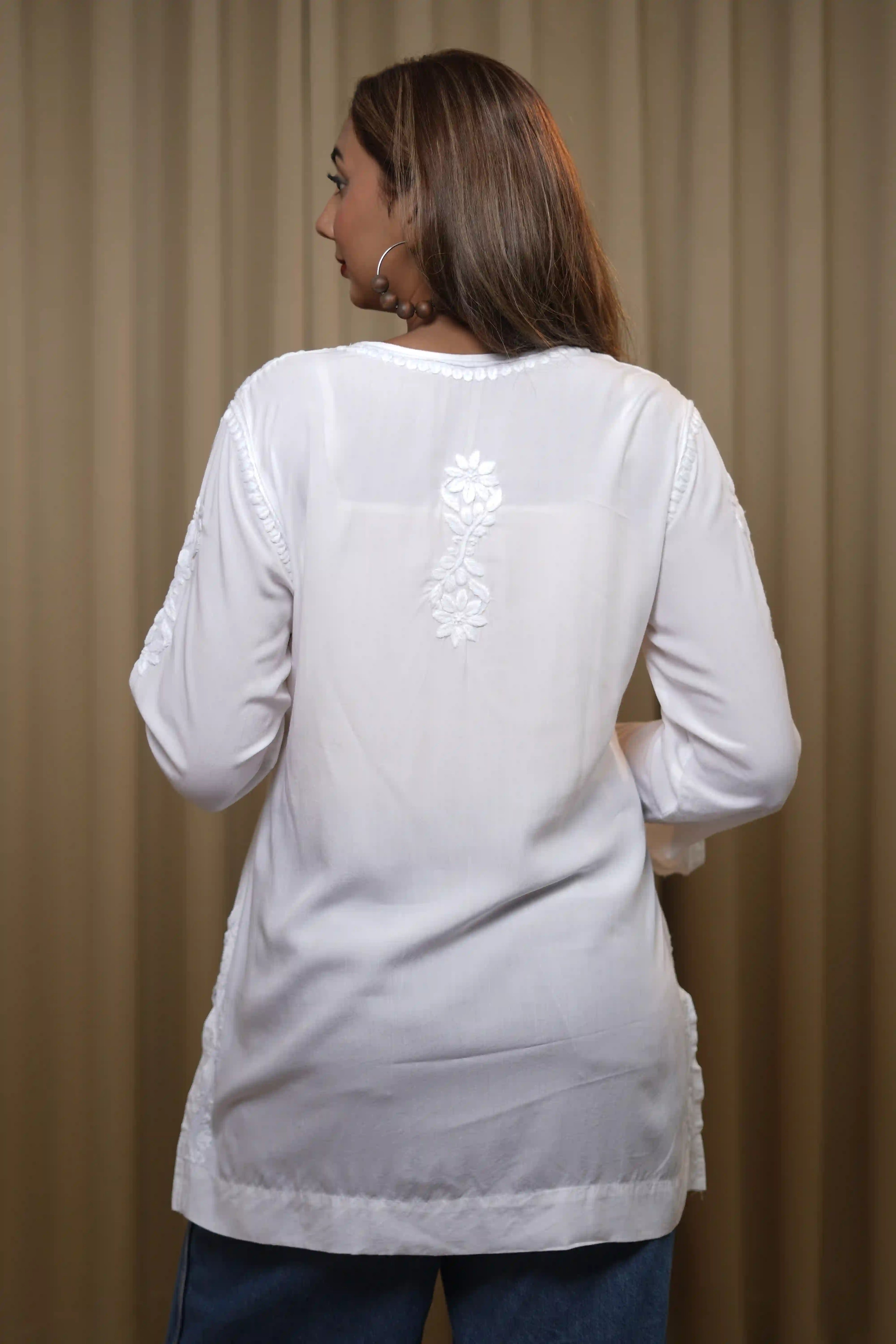Premium Modal White Short Kurti