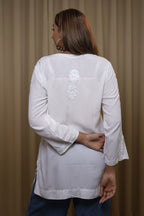 Premium Modal White Short Kurti
