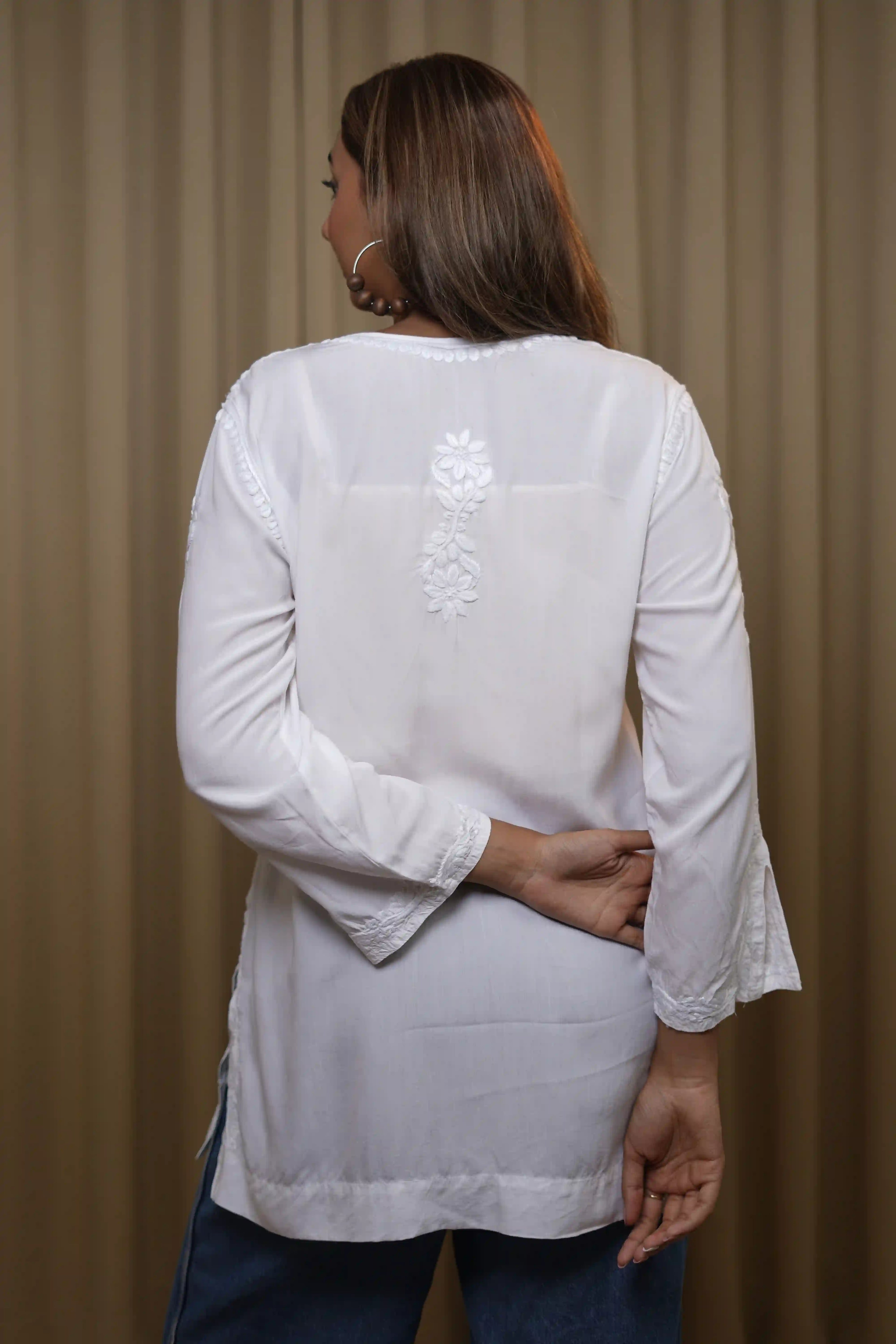 Premium Modal White Short Kurti