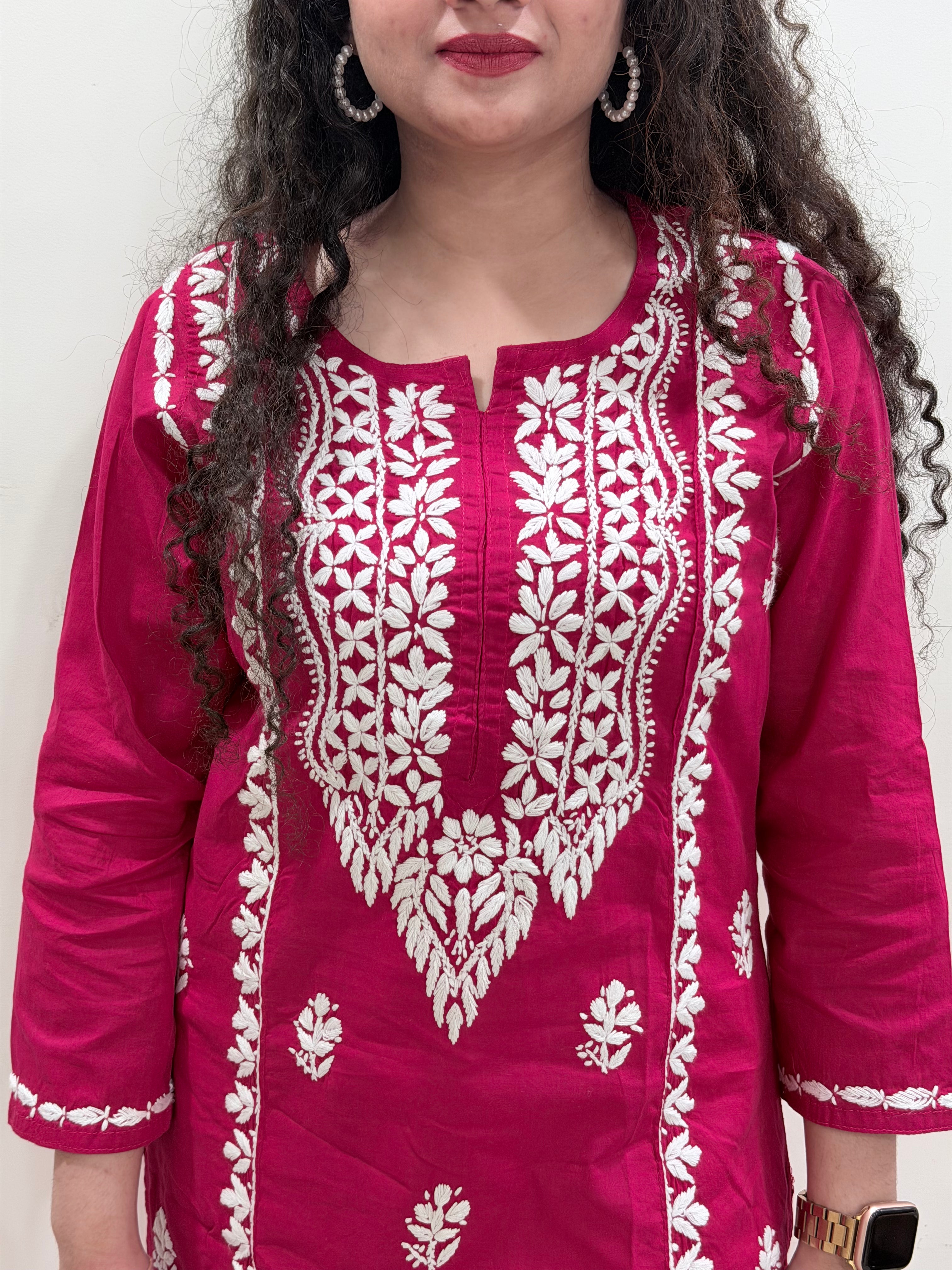 Basic Cotton Kurta - Hot Pink
