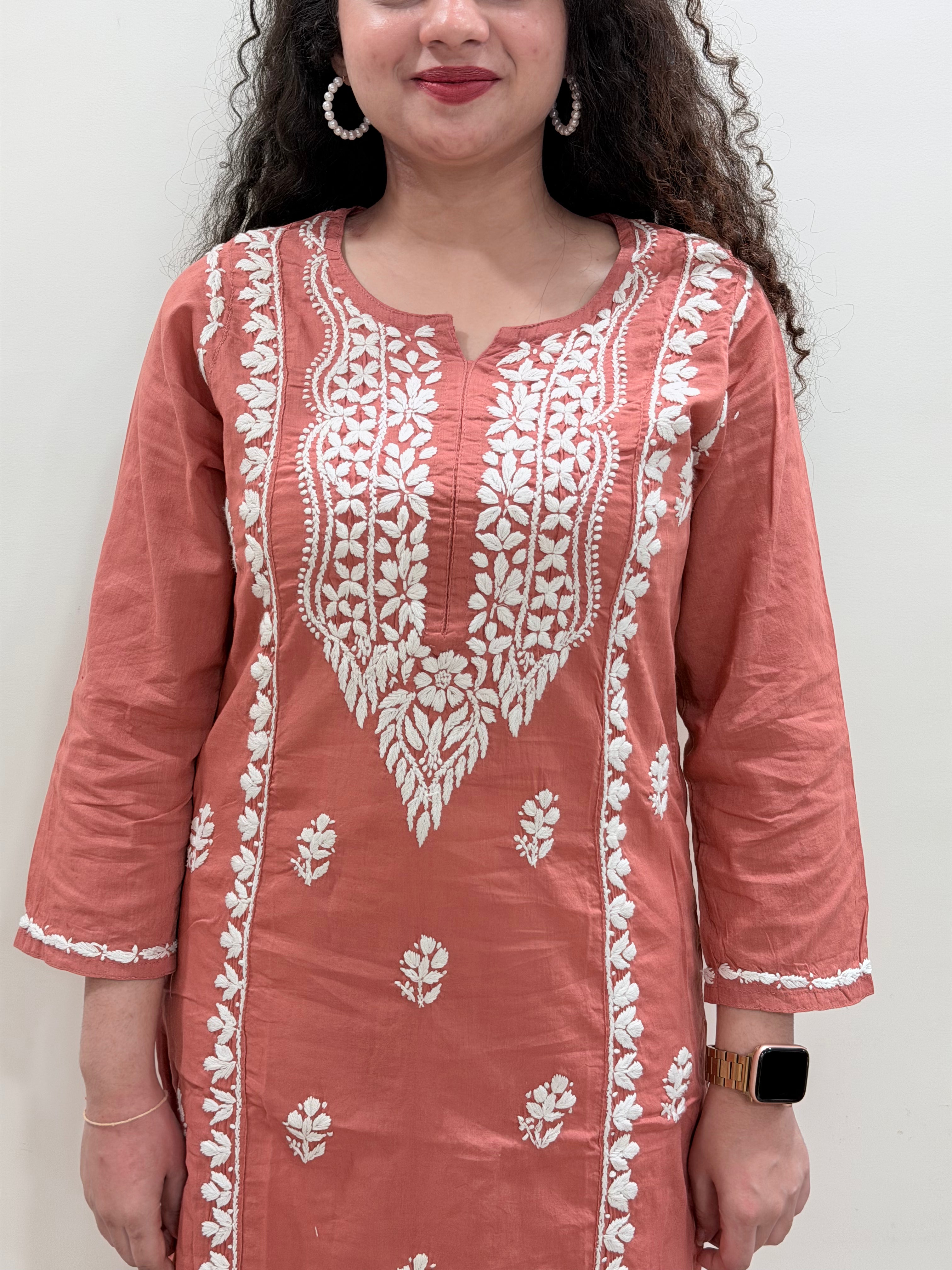 Basic Cotton Kurta - Brick Red