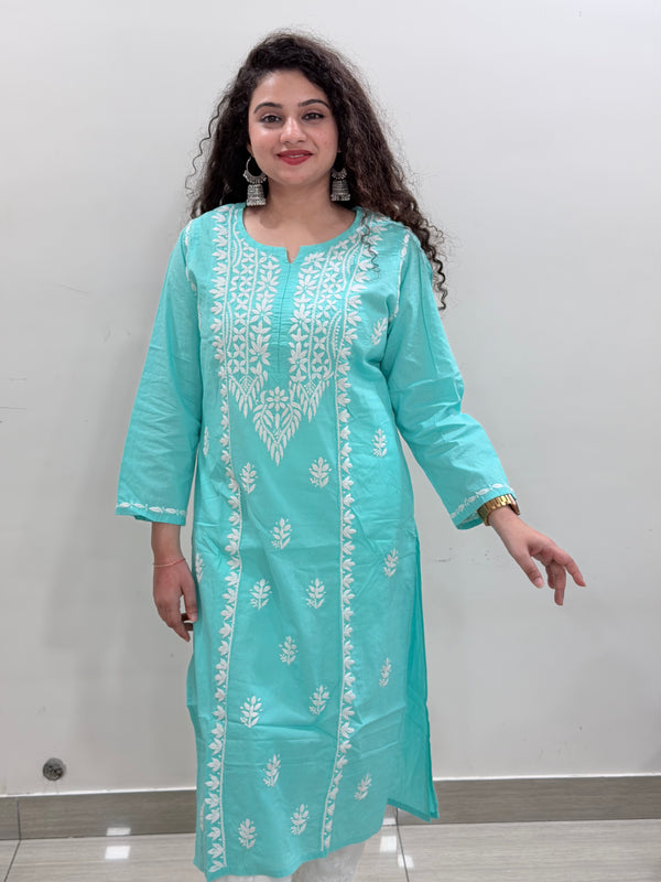 Basic Cotton Kurta - Sea Green