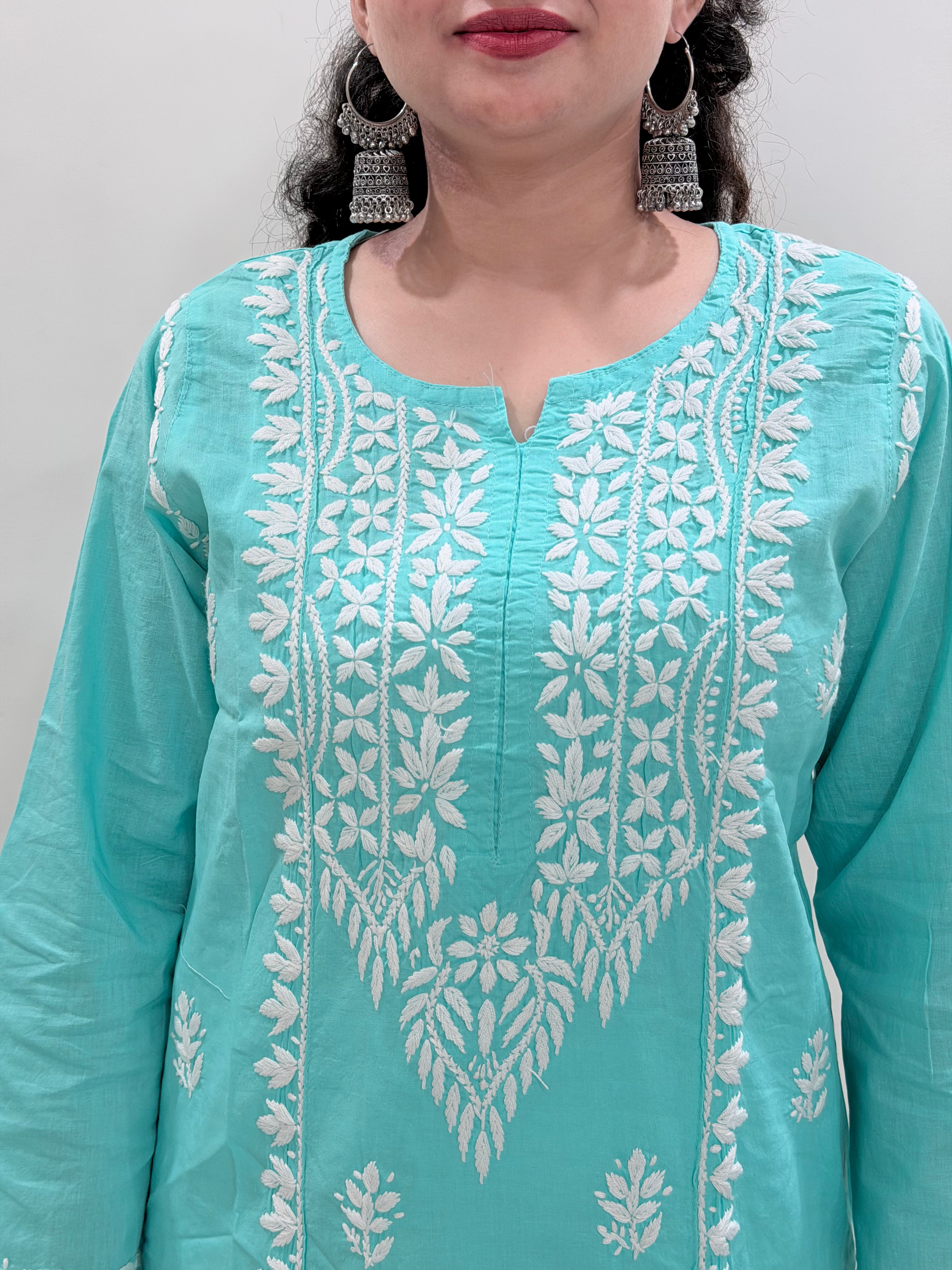 Basic Cotton Kurta - Sea Green
