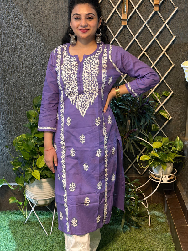 Basic Cotton Kurta - Purple