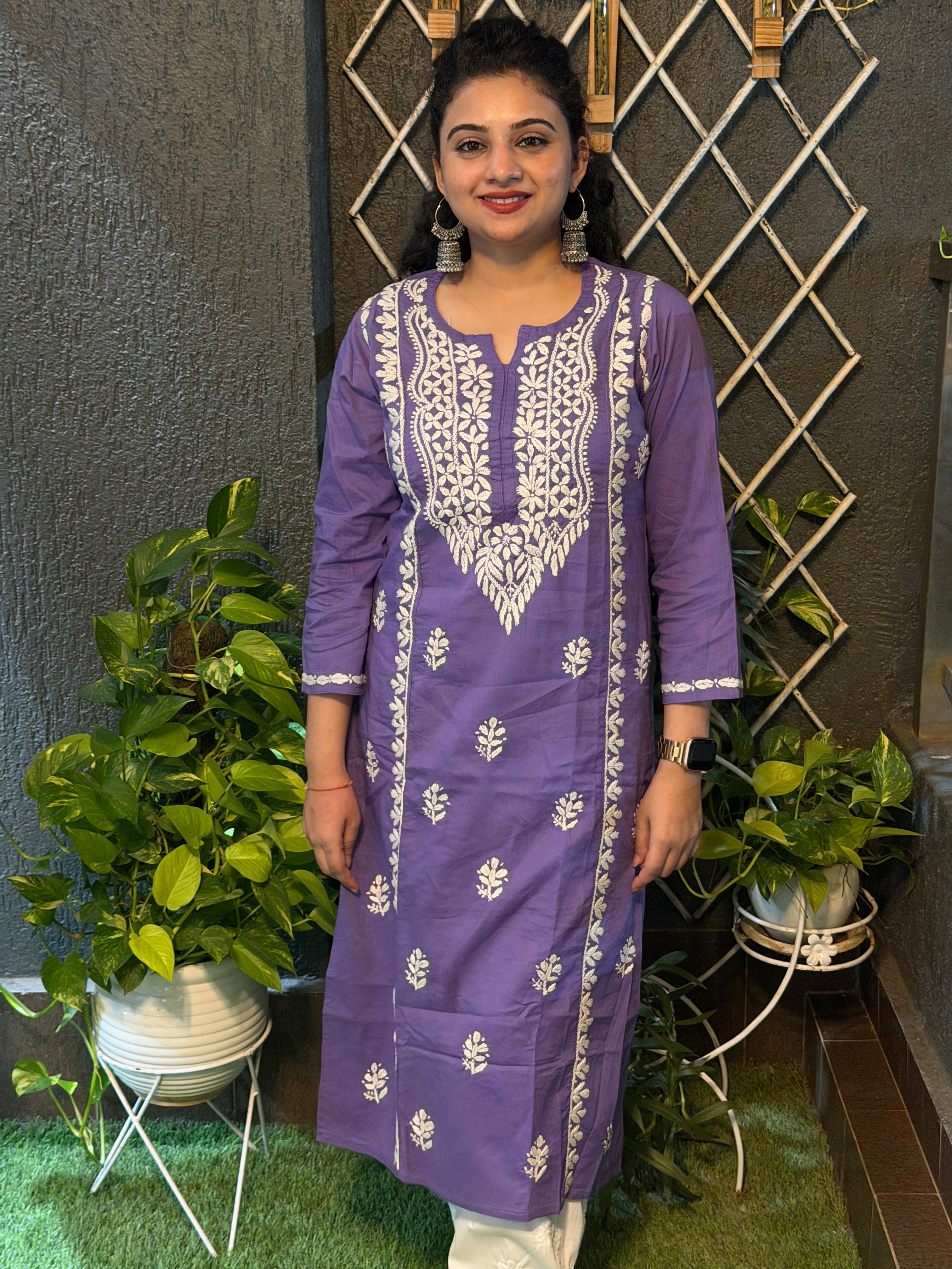 Basic Cotton Kurta - Purple