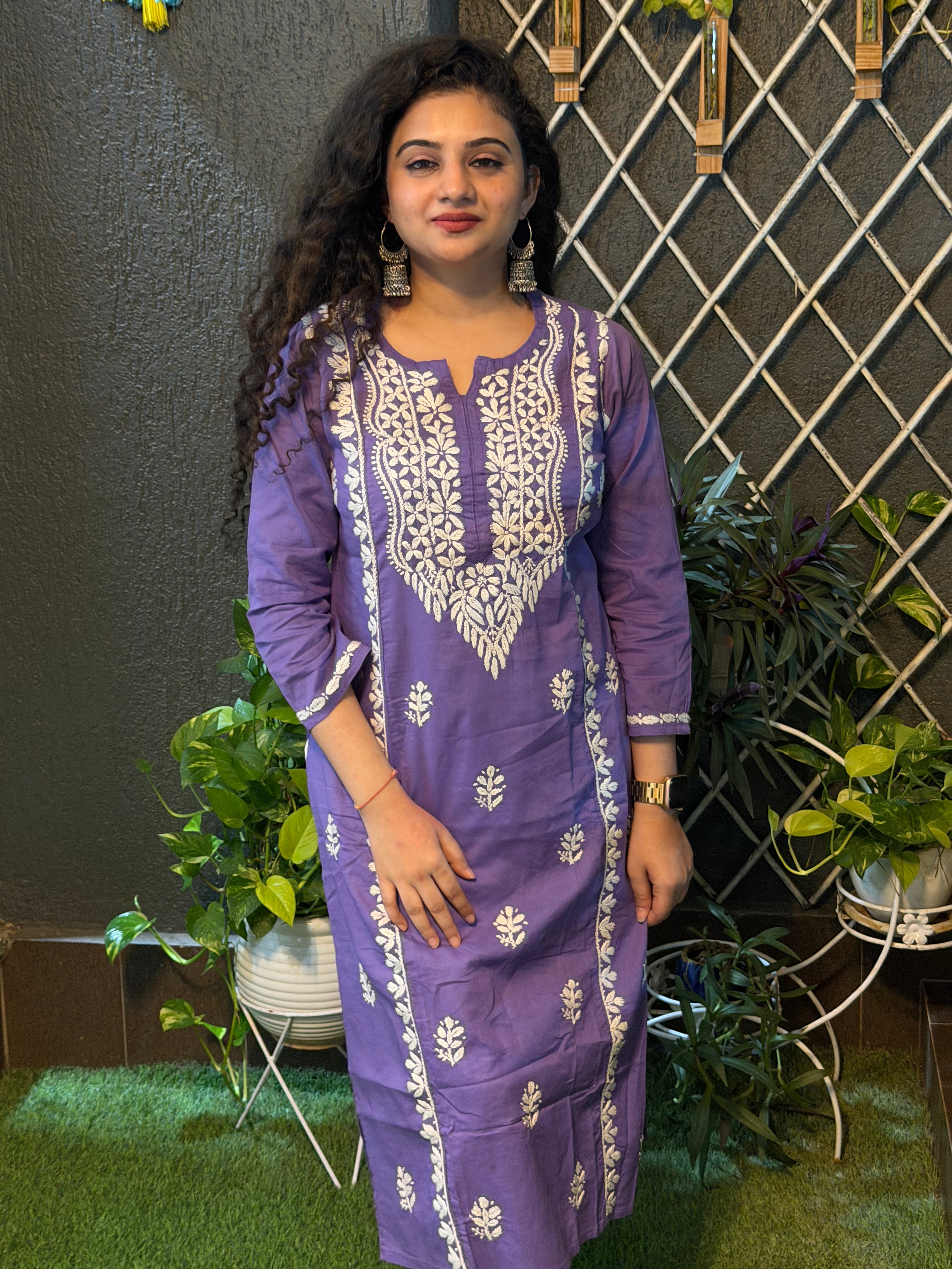 Basic Cotton Kurta - Purple