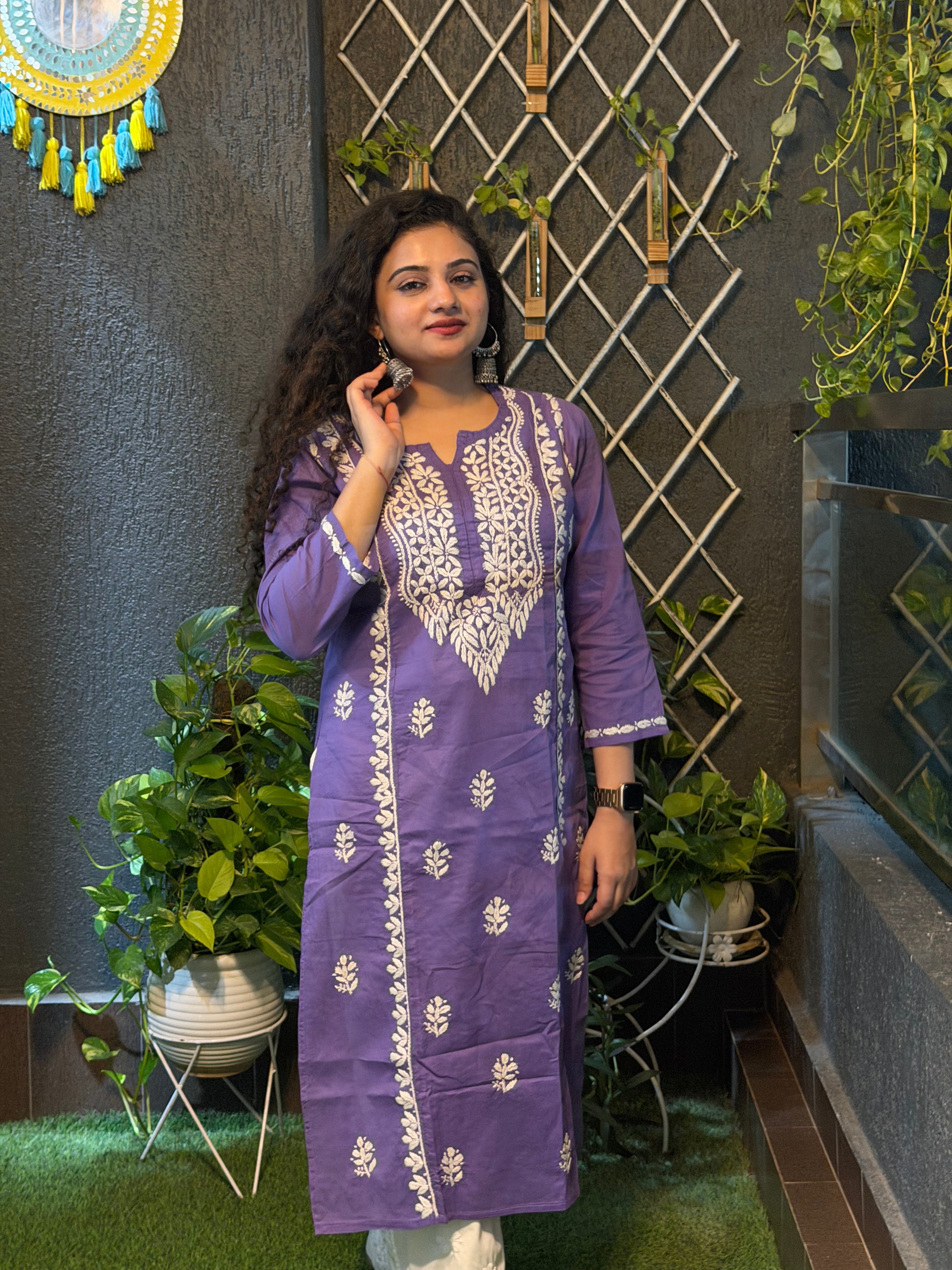 Basic Cotton Kurta - Purple