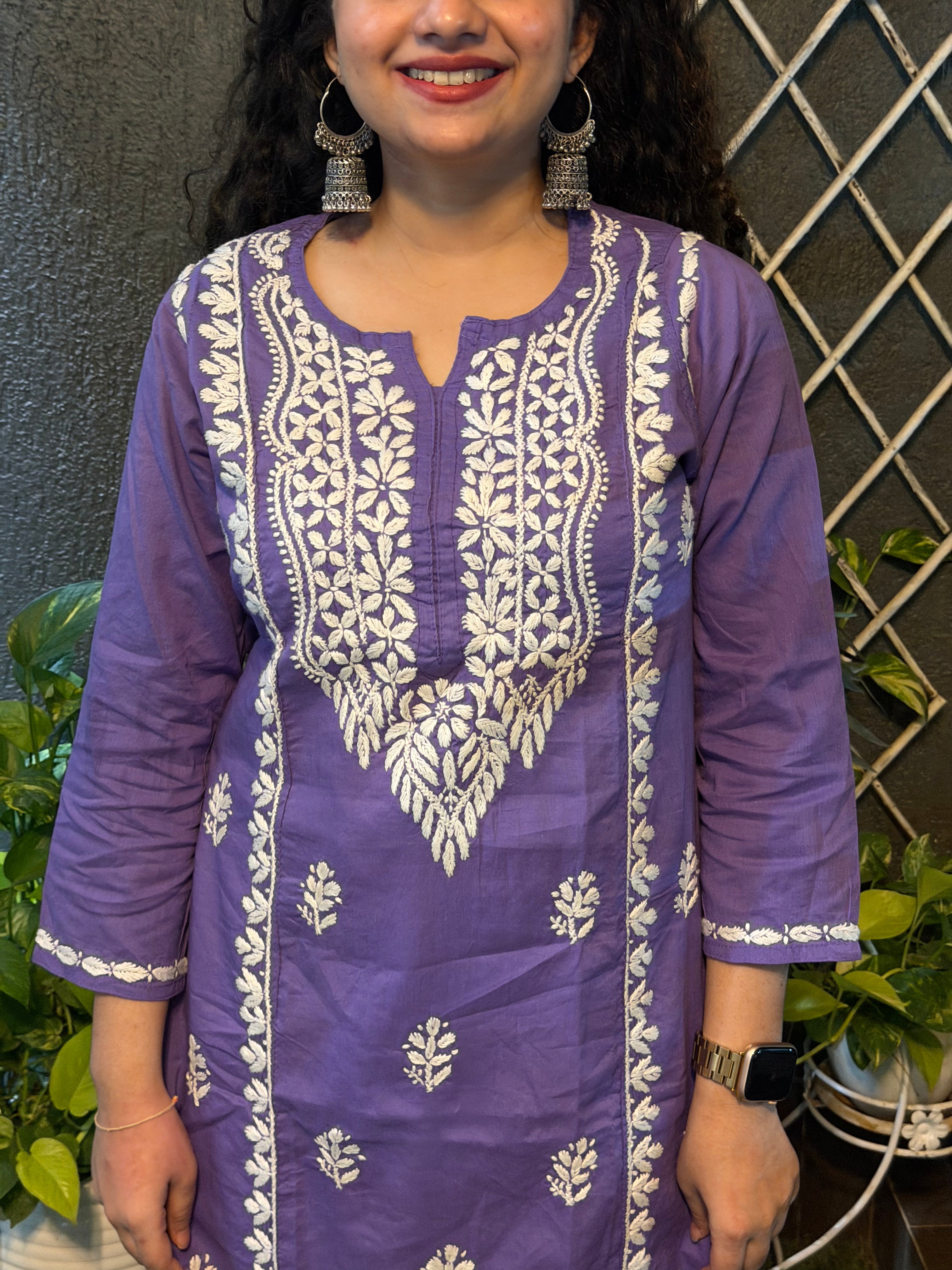 Basic Cotton Kurta - Purple