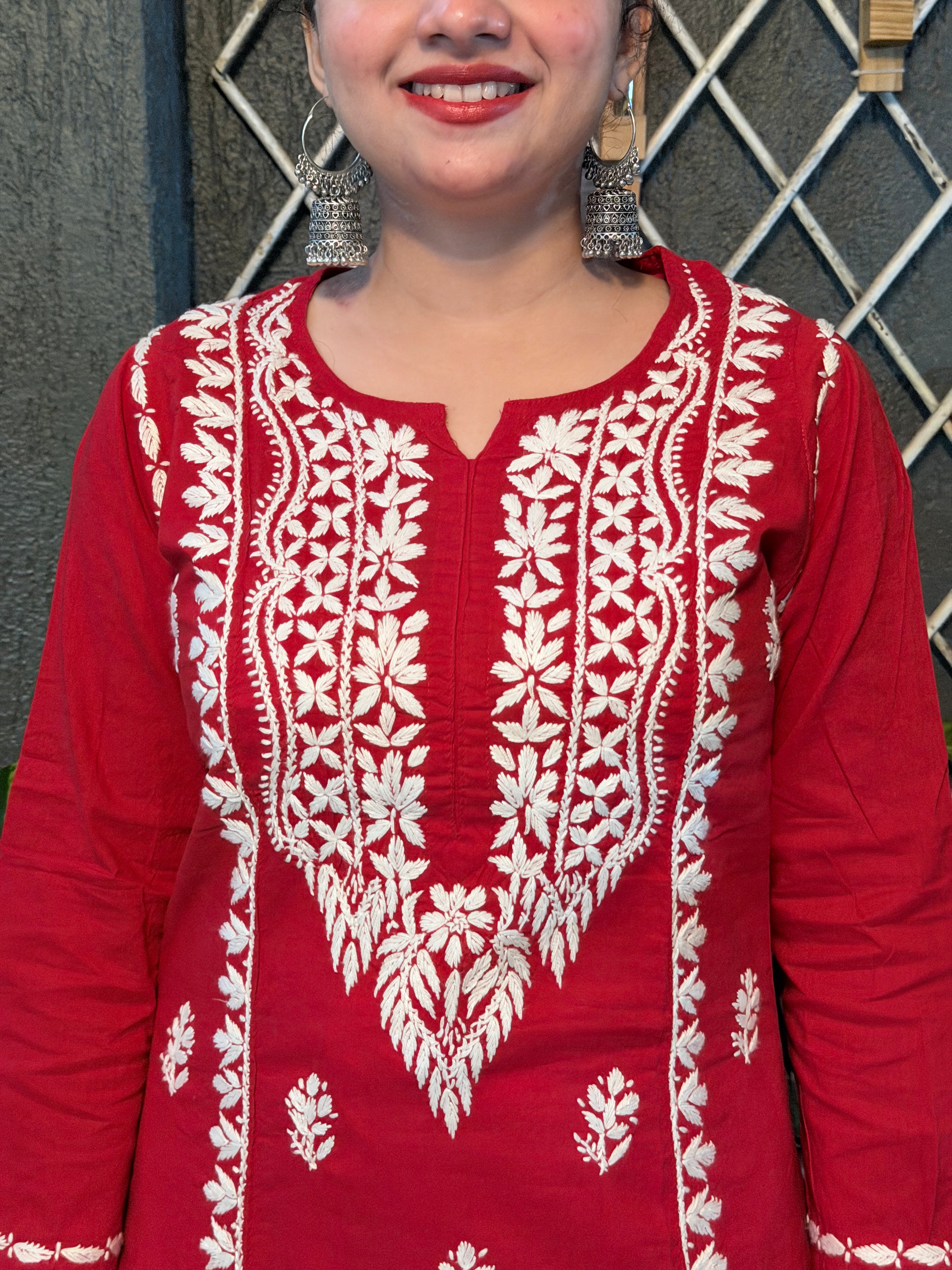 Basic Cotton Kurta - Red