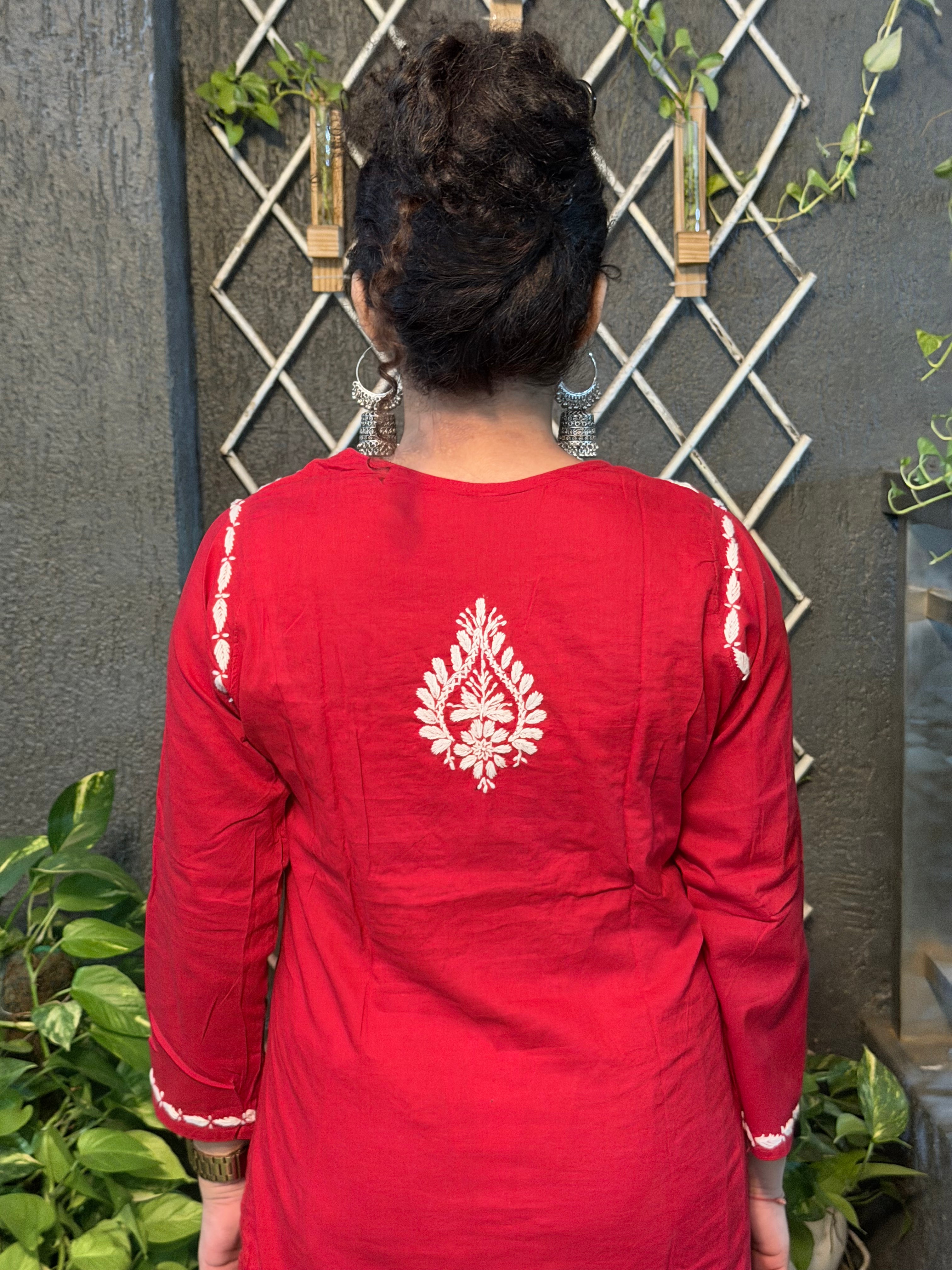 Basic Cotton Kurta - Red