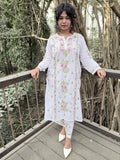Pure Cotton Chikankari Palazzo Set with Color-Thread Hand Embroidery