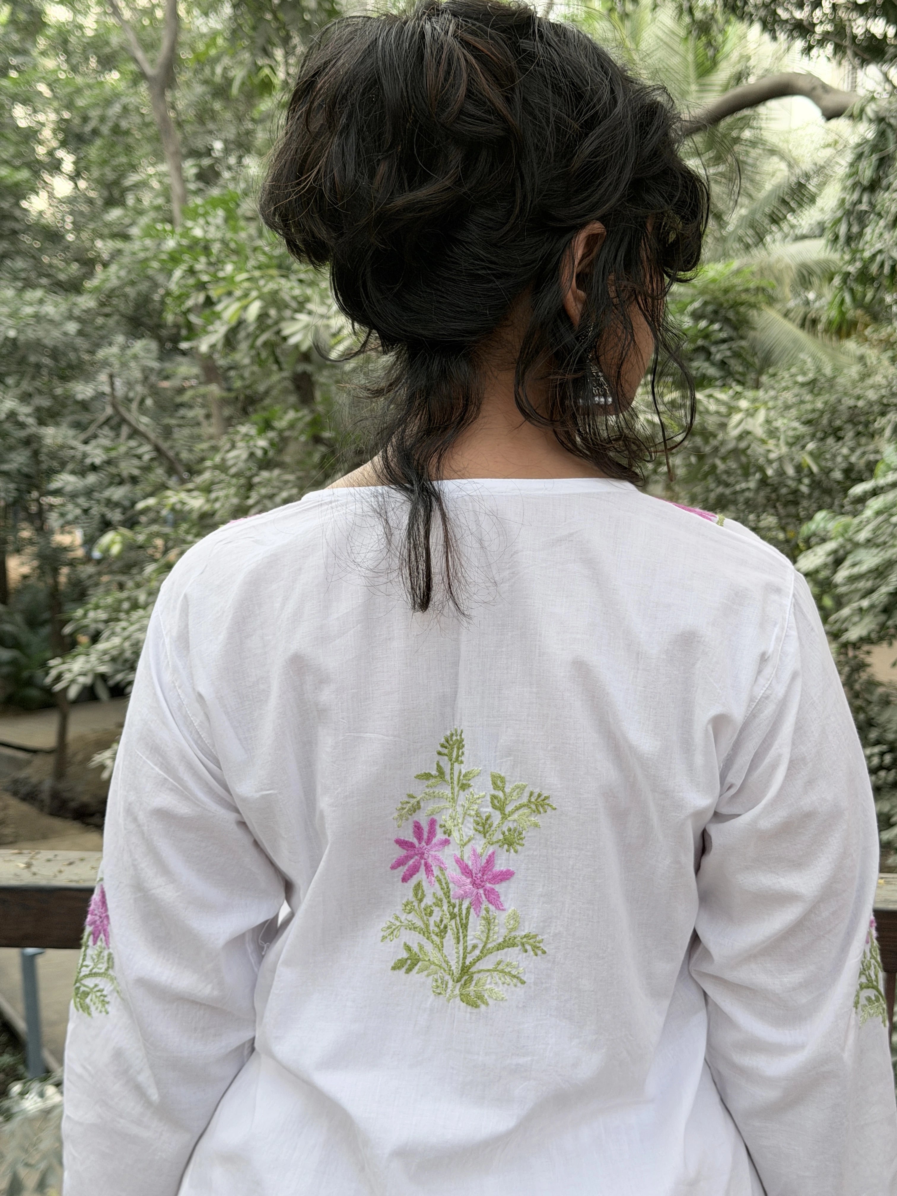 Pure Cotton Chikankari Palazzo Set with Color-Thread Hand Embroidery