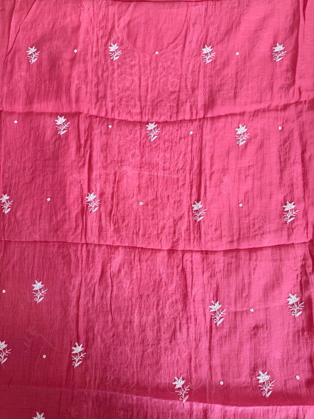 Pure Mul-chanderi Carrot Red  - Unstitched