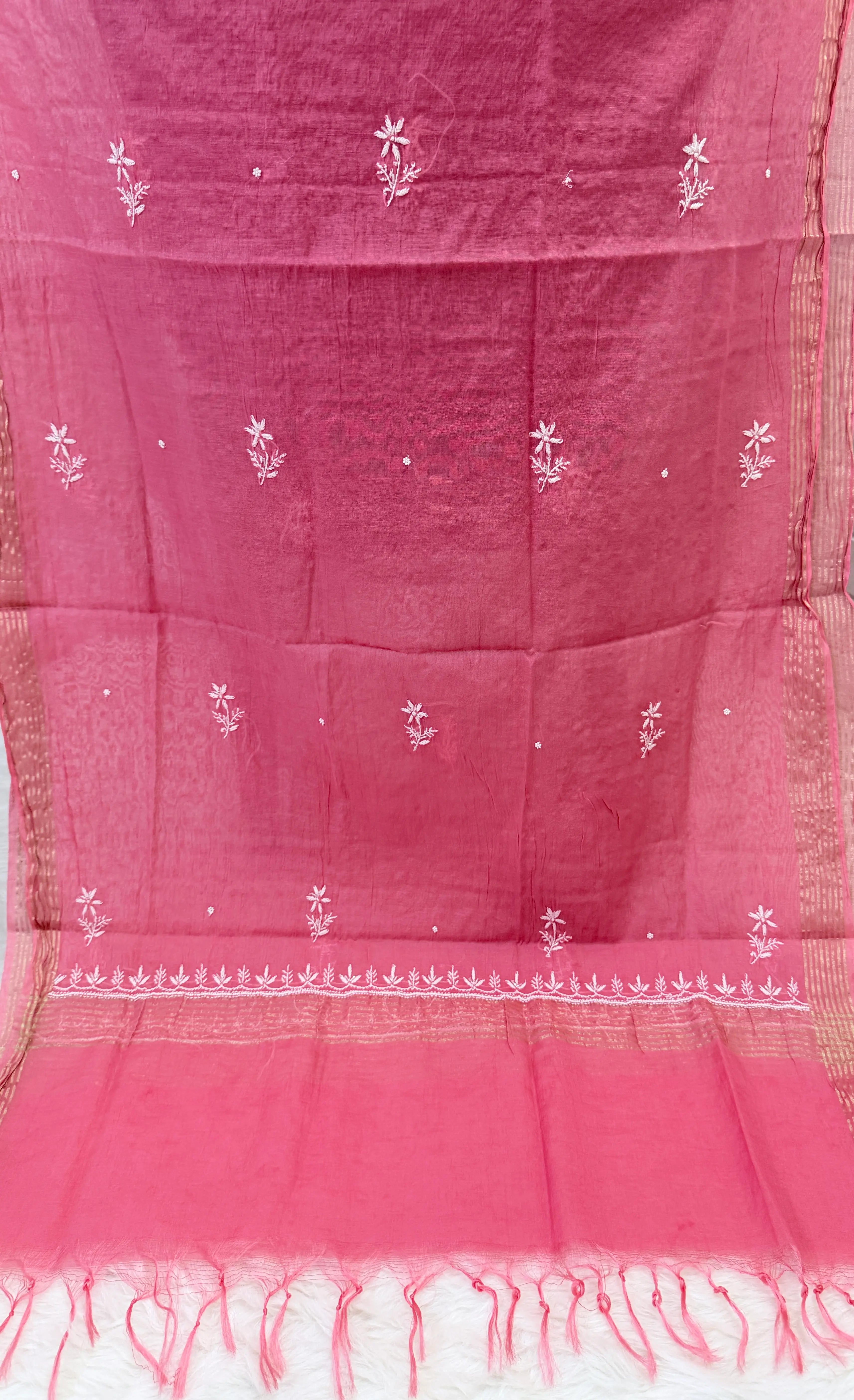 Pure Mul-chanderi Carrot Red  - Unstitched