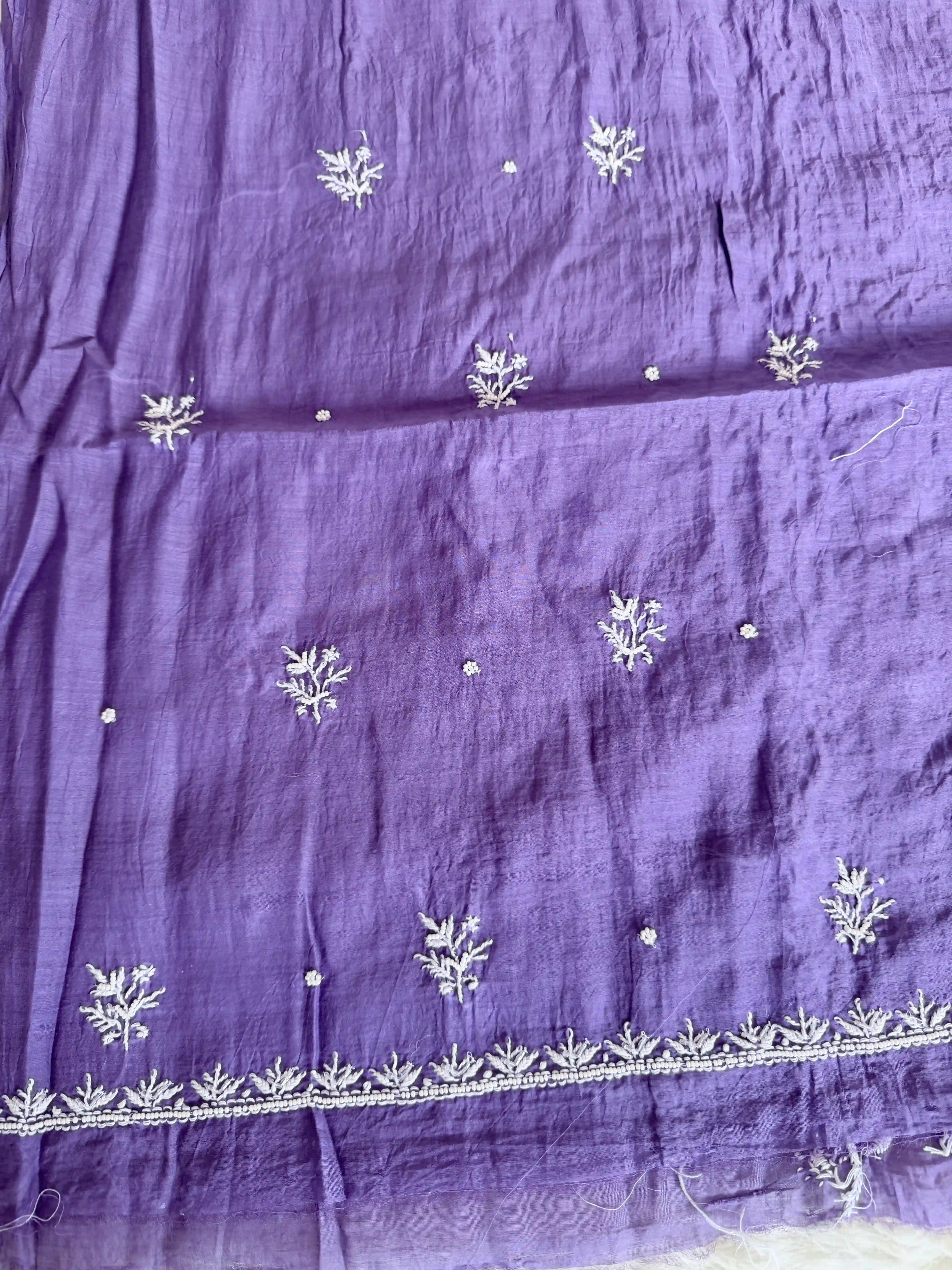 Pure Mul-chanderi Purple - Unstitched