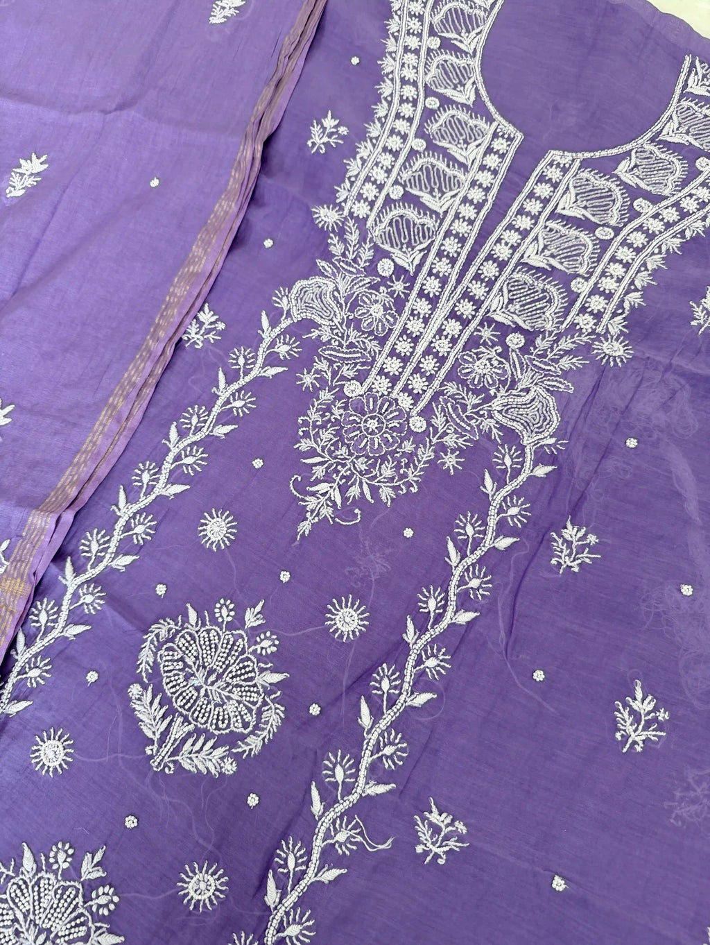 Pure Mul-chanderi Purple - Unstitched