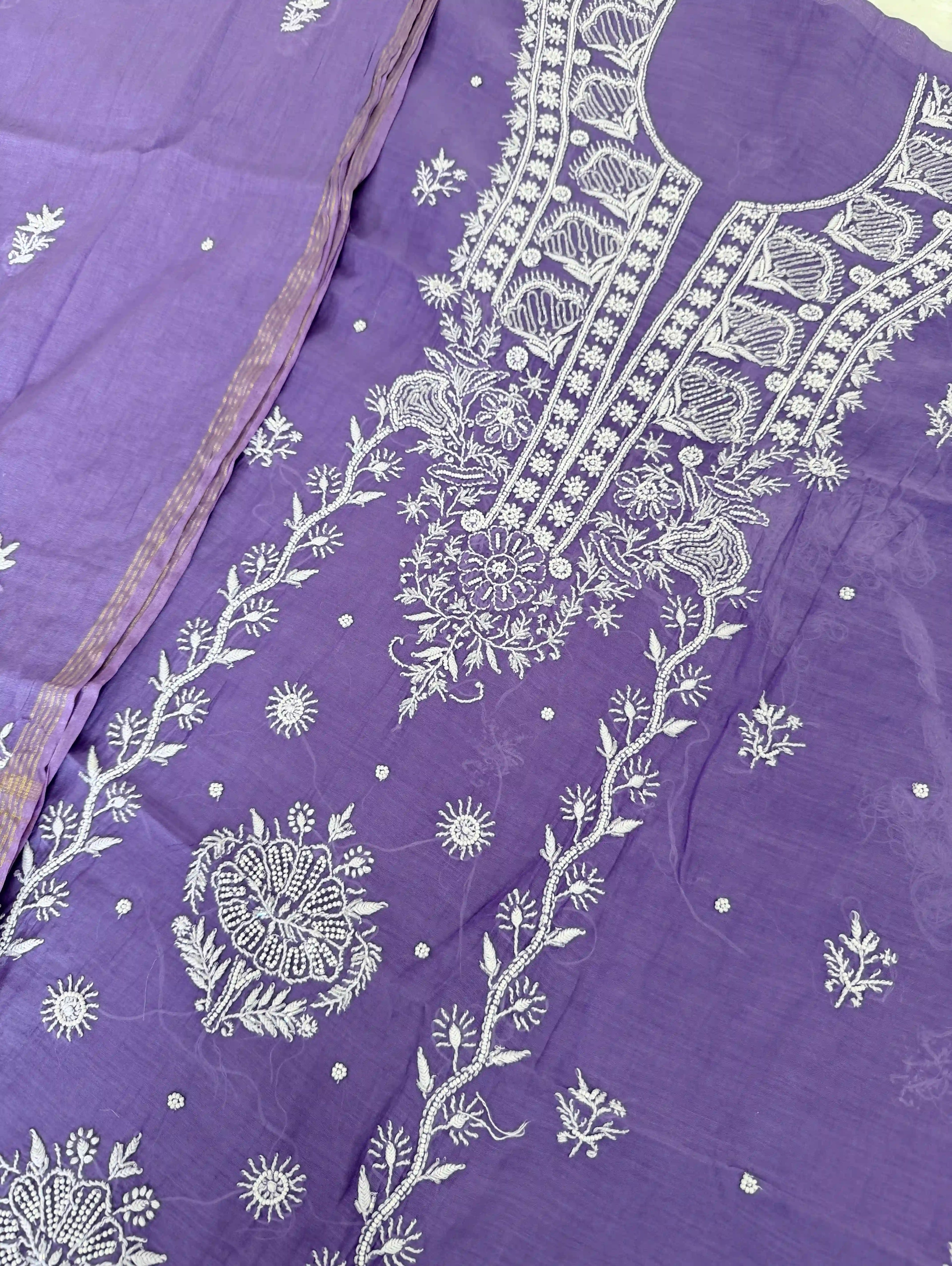 Pure Mul-chanderi Purple - Unstitched